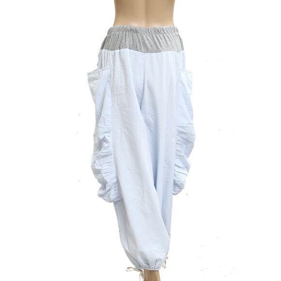 Free people Free-est Heather Pants Pull-On Ruched Jogger Blue Cotton M 283544 - Picture 7 of 9